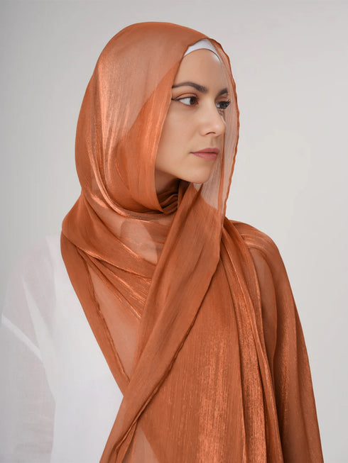 Aura Silky Organza Hijab - Copper Brown